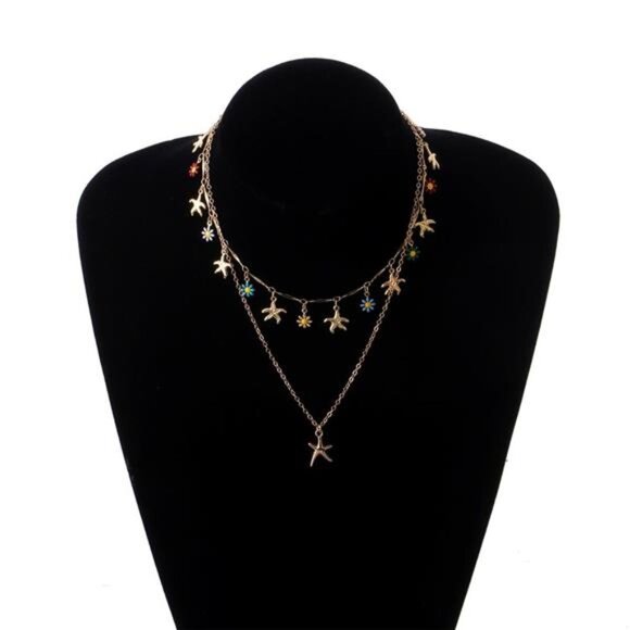 Starfish Charm Double Layered Necklace - Picture 6 of 8